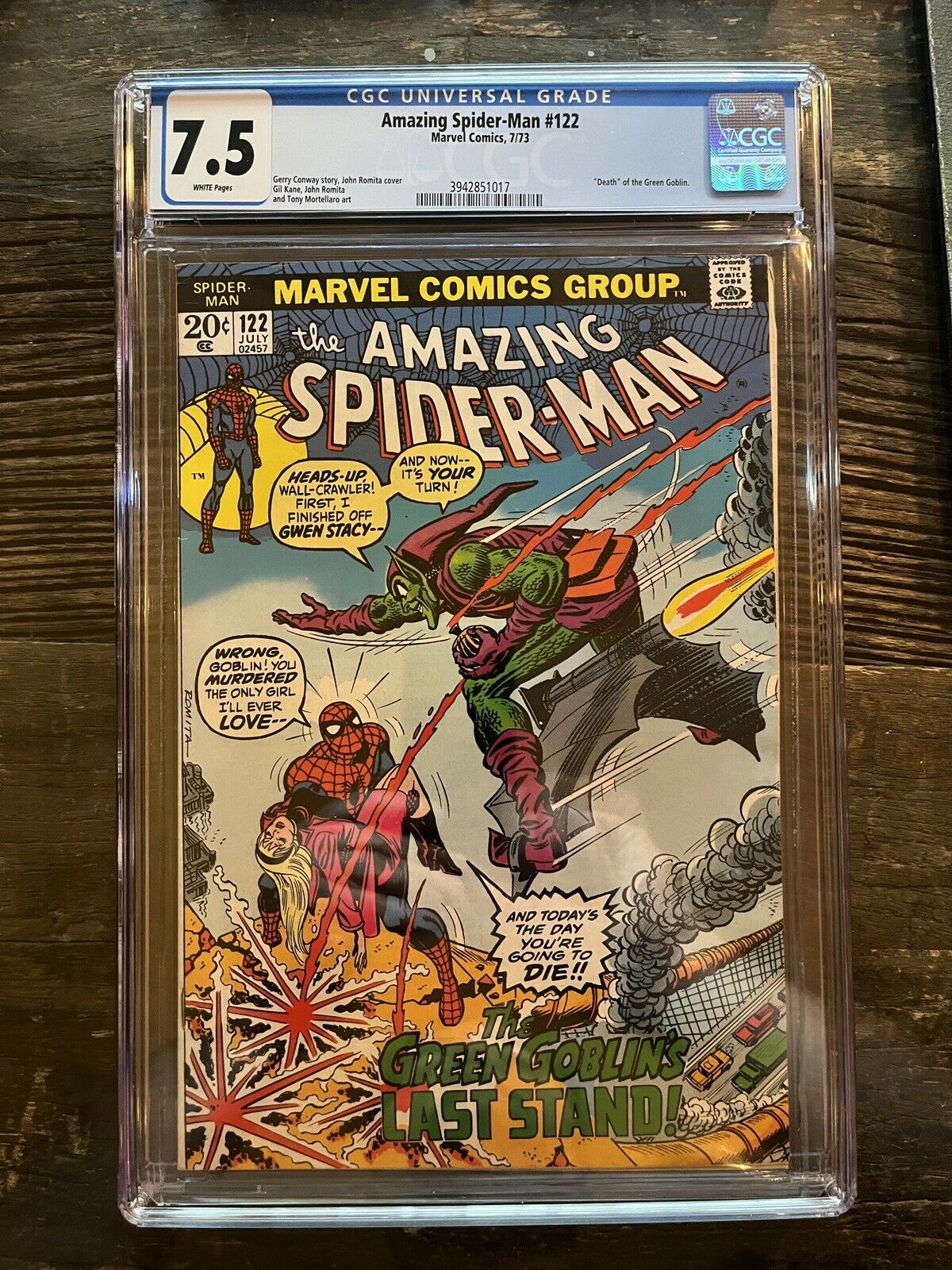 White Pages! Amazing Spider-Man #122 CGC 7.5 Death of the Green Goblin!