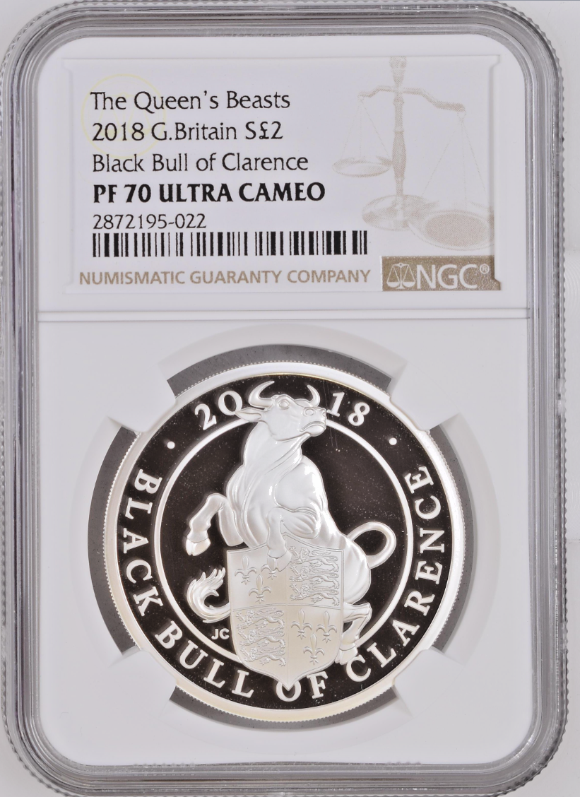 2018 G.Britain S2PND Black Bull of Clarence 1 oz Silver Proof NGC PF70 UC