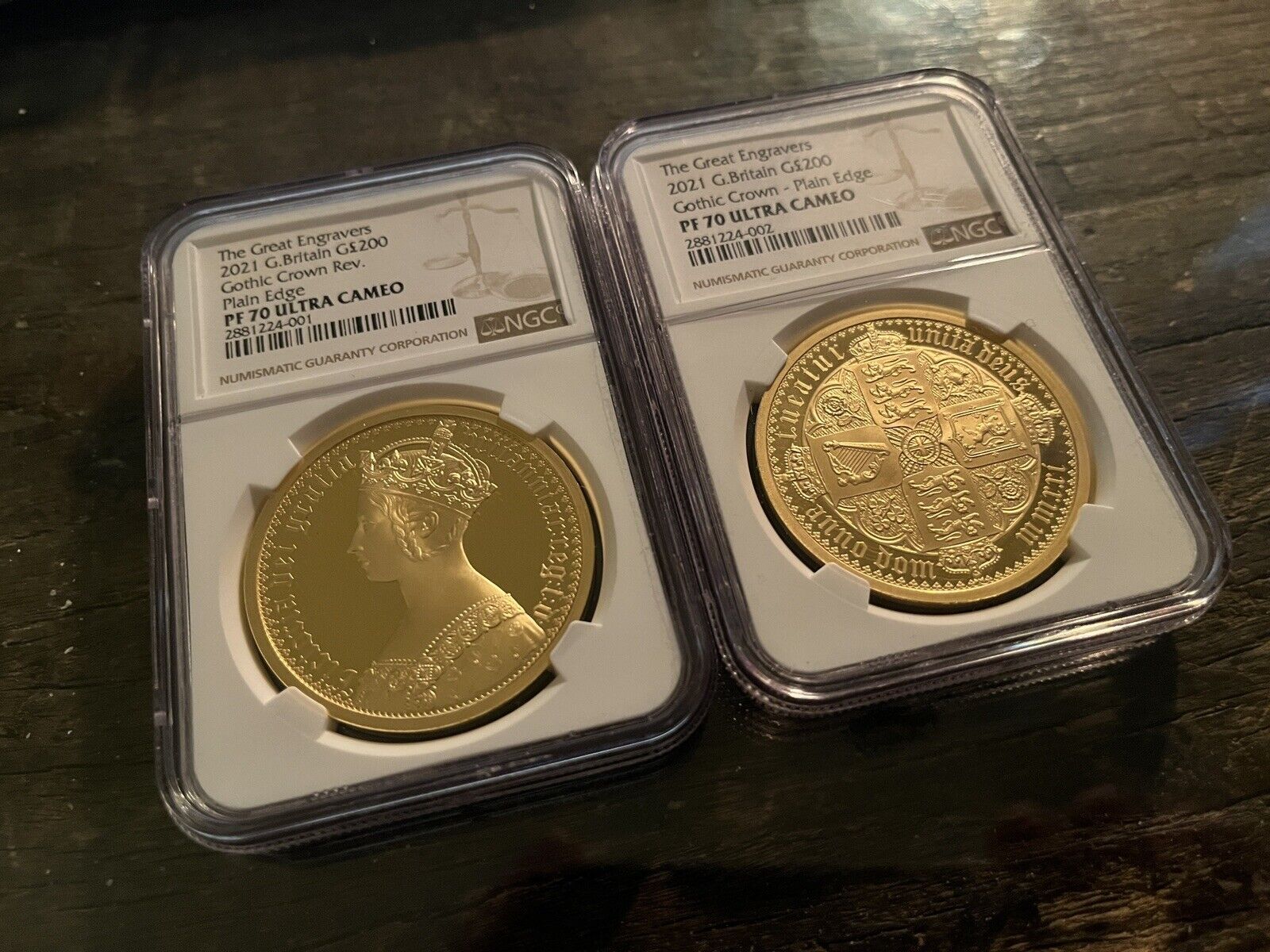 2021 Gothic Crown Plain Edge Proof Set - 2x 2 oz Gold NGC PF70