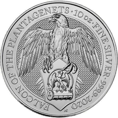 2020 GB 10 oz Silver Queen's Beasts Falcon of the Plantagenets - In Capsule