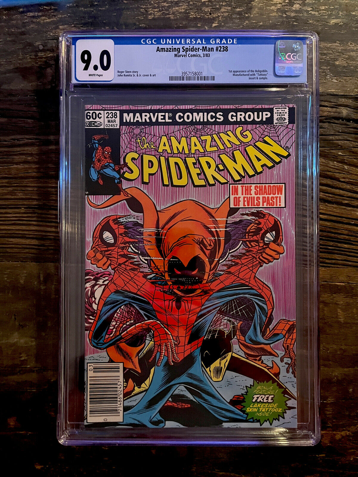 Newsstand! Amazing Spider-Man #238 CGC 9.0 White Pages w/ Tattooz