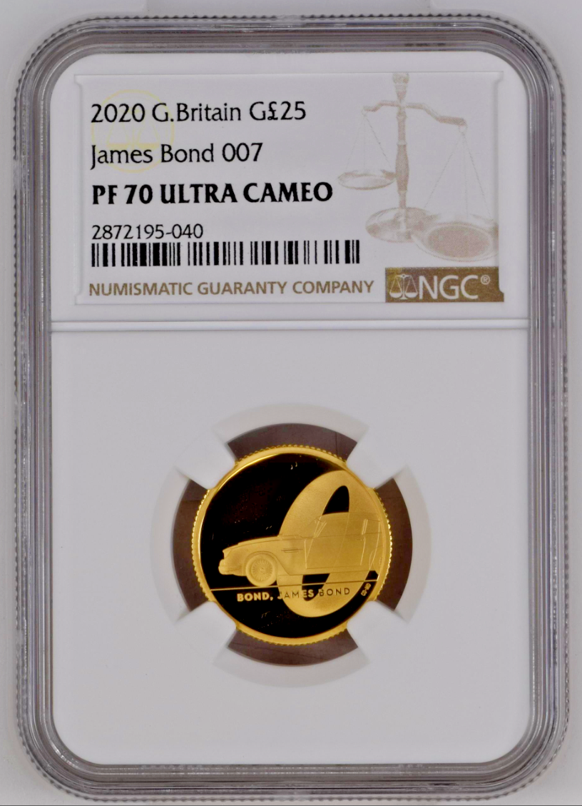 2020 GB 1/ oz Gold Proof Bond, James Bond Coin #1 NGC PF70 Ultra Cameo Box & COA