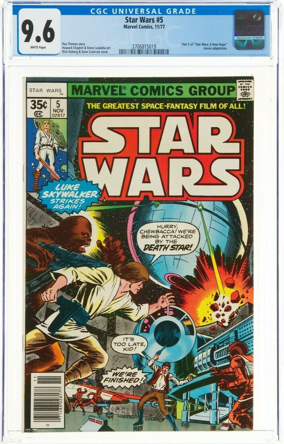 Star Wars #5 CGC 9.6 White Pages - Part 5 of Star Wars A New Hope