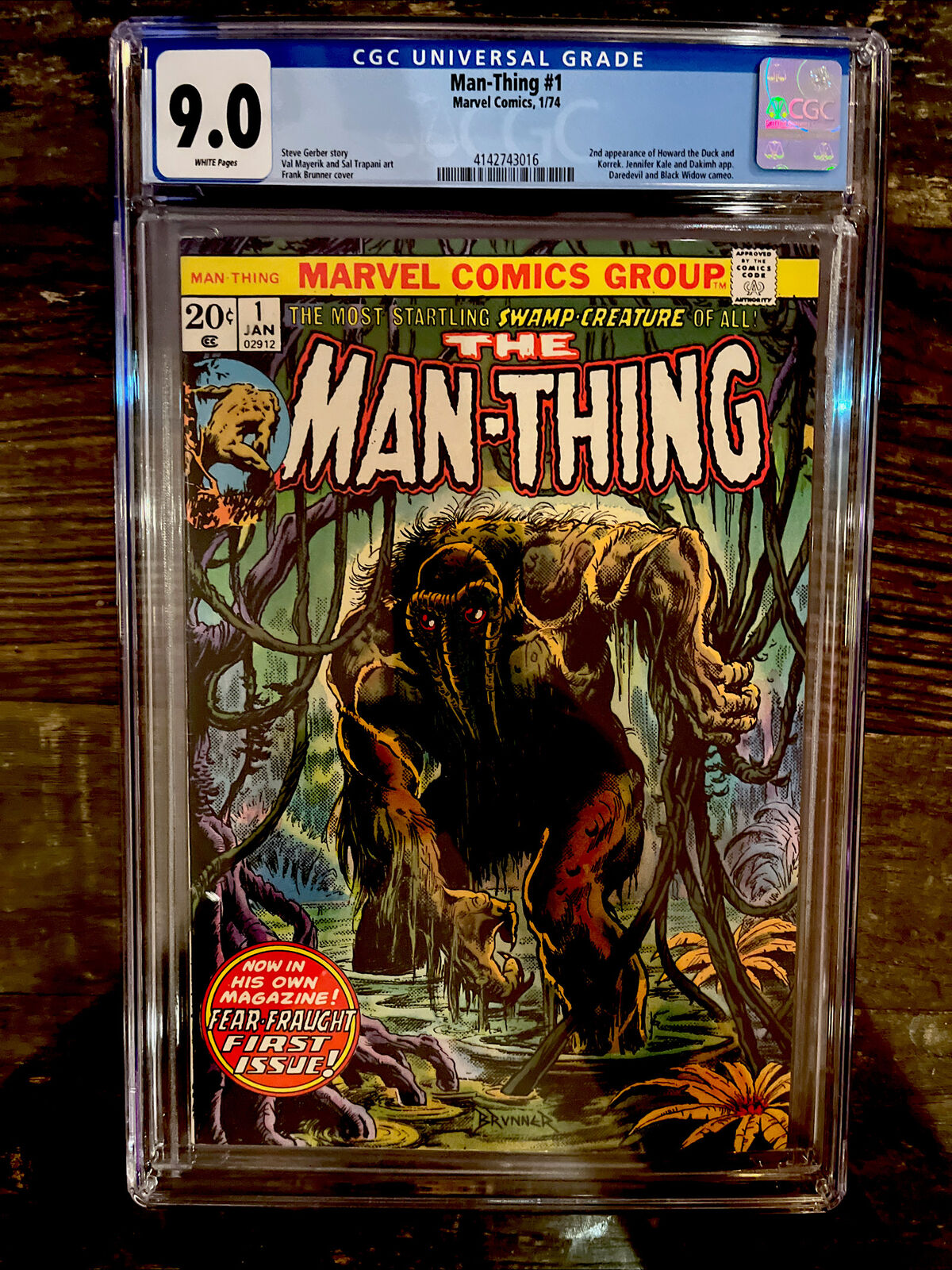 Marvel Comics Man-Thing #1 CGC 9.0 White Pages 1974 2nd app of Howard the Duck.