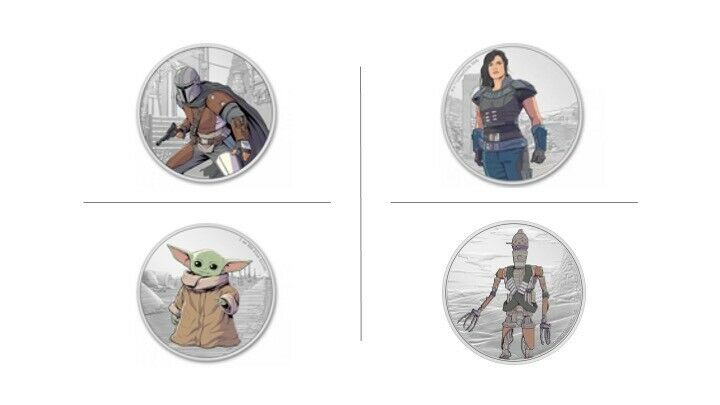 THE MANDALORIAN SET (Star Wars) 1 oz Colored Silver Proof Coin NZ MINT (4 Coins)