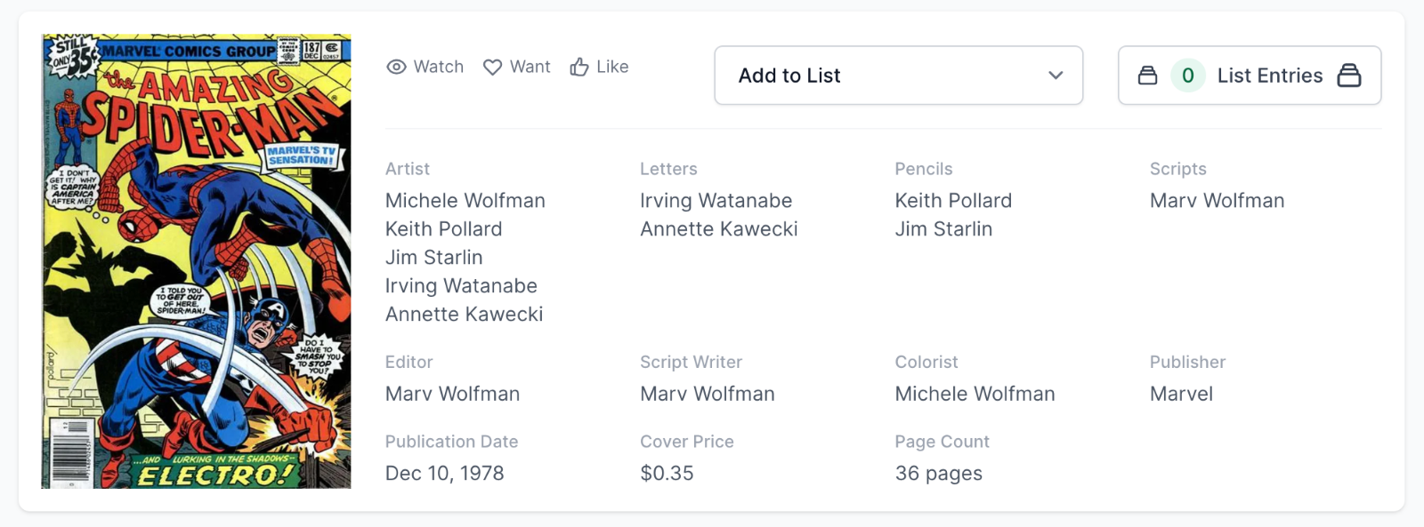 White Pages Newsstand! Amazing Spider-Man #187 CGC 9.6 Captain America, Electro