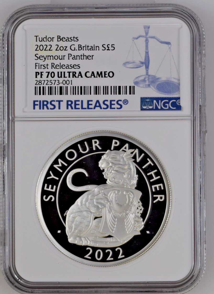 2022 GB Royal Tudor Beasts Panther 2 oz Silver Proof NGC PF70 UC First Release