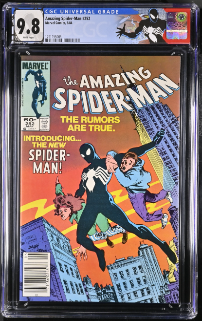 White Pages Newsstand! Amazing Spider-Man #252 CGC 9.8 Black Suit Custom Label