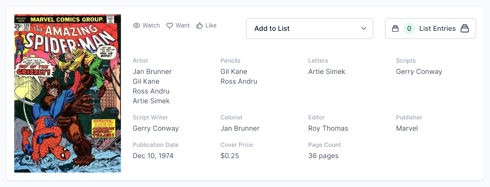 White Pages! Amazing Spider-Man #139 CGC 9.4 1st Appearance Grizzly, & Jackal