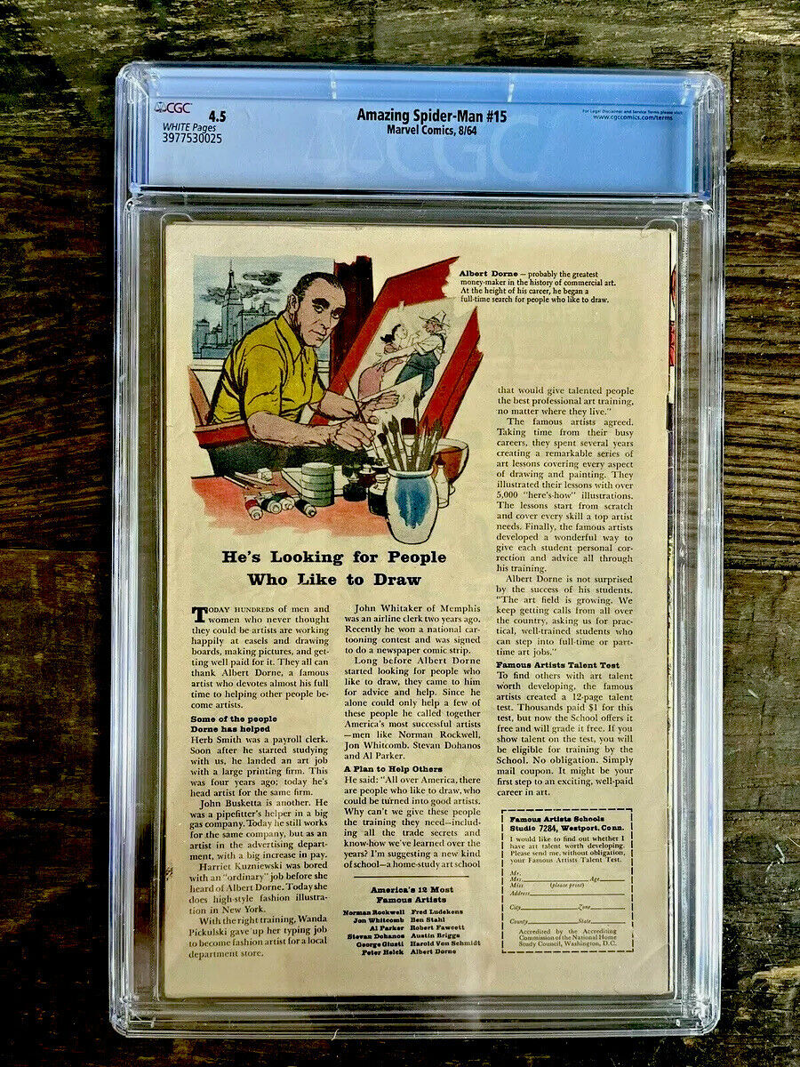 White Pages! Amazing Spider-Man #15 CGC 4.5 - 1st Appear Kraven the Hunter