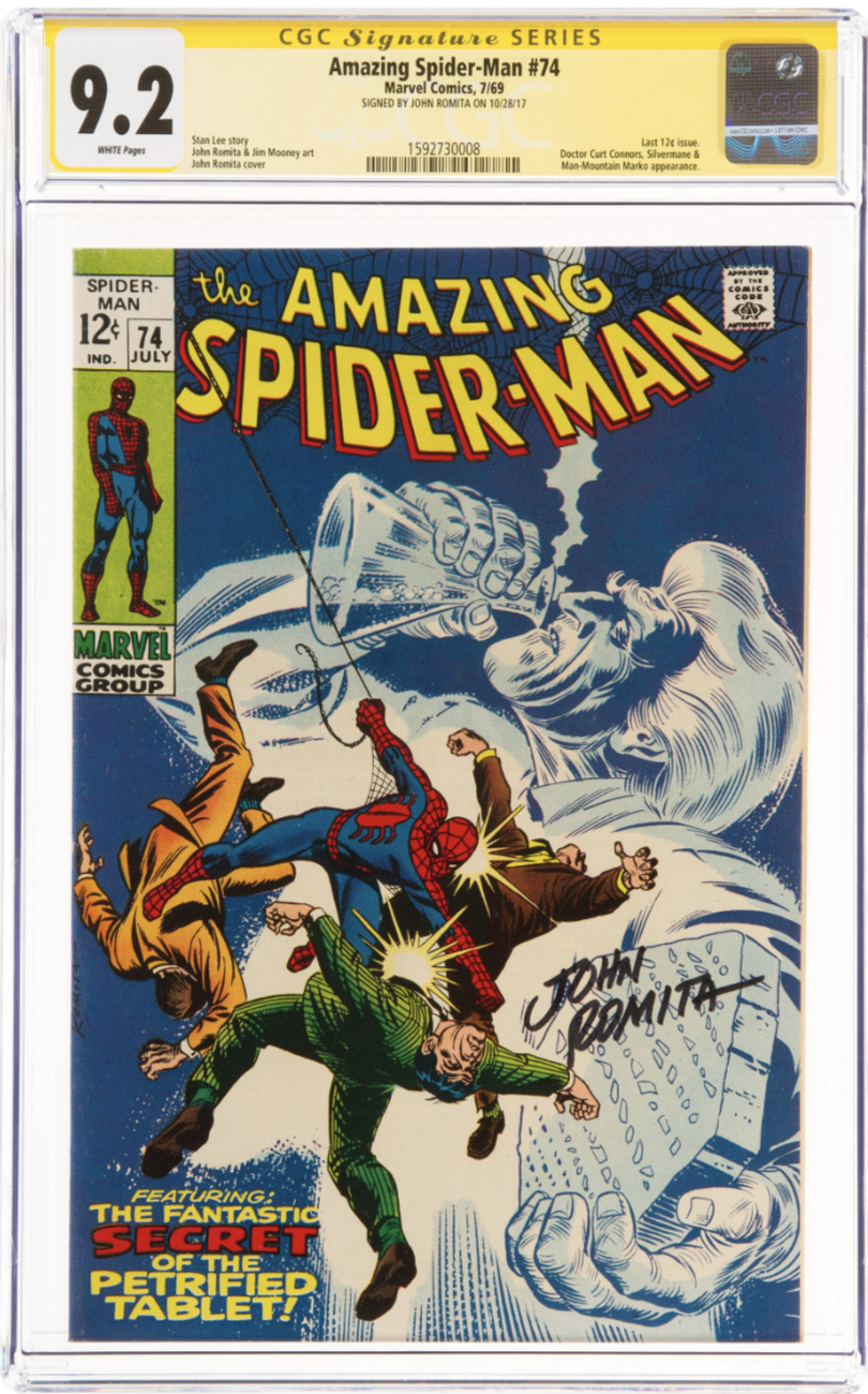White Pages! Amazing Spider-Man #74 CGC 9.2 Signature Series John Romita
