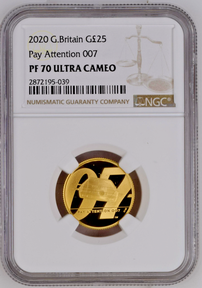 2020 GB 1/4 oz Gold Proof Pay Attention James Bond 007 Coin #2 NGC PF70 UC