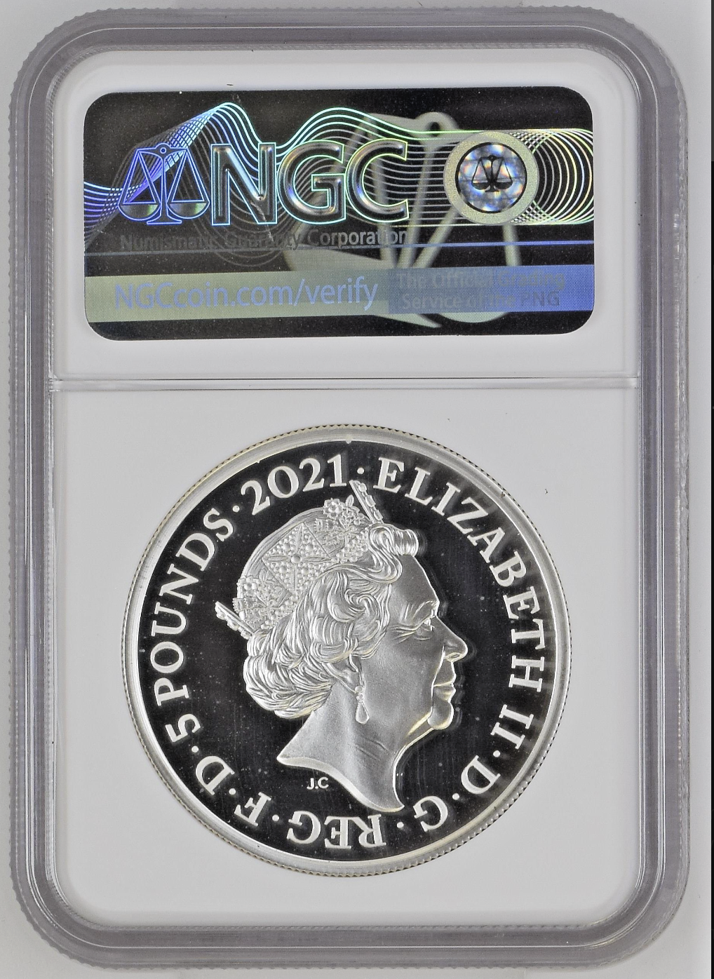 2021 Gothic Crown Quartered Arms 2 oz Silver Proof NGC PF69 UC