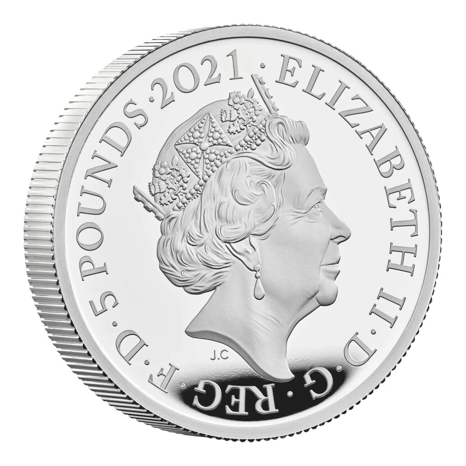 2021 Gothic Crown Quartered Arms UK 2 oz Silver Proof NGC PF70 Ultra Cameo First