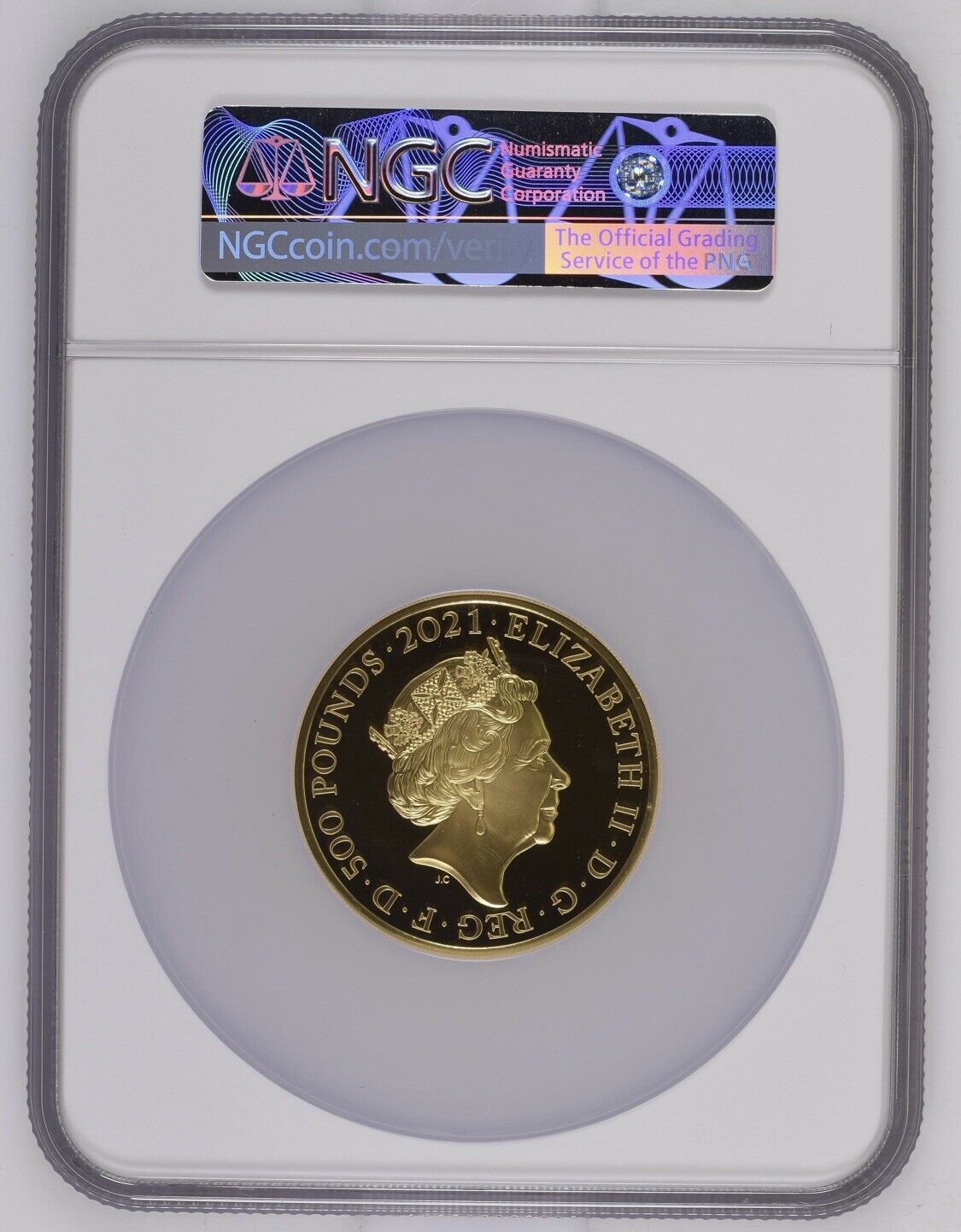 GOTHIC CROWN QUARTERED ARMS 2021 UK 5OZ GOLD PROOF COIN NGC PF70UC FIRST RELEASE