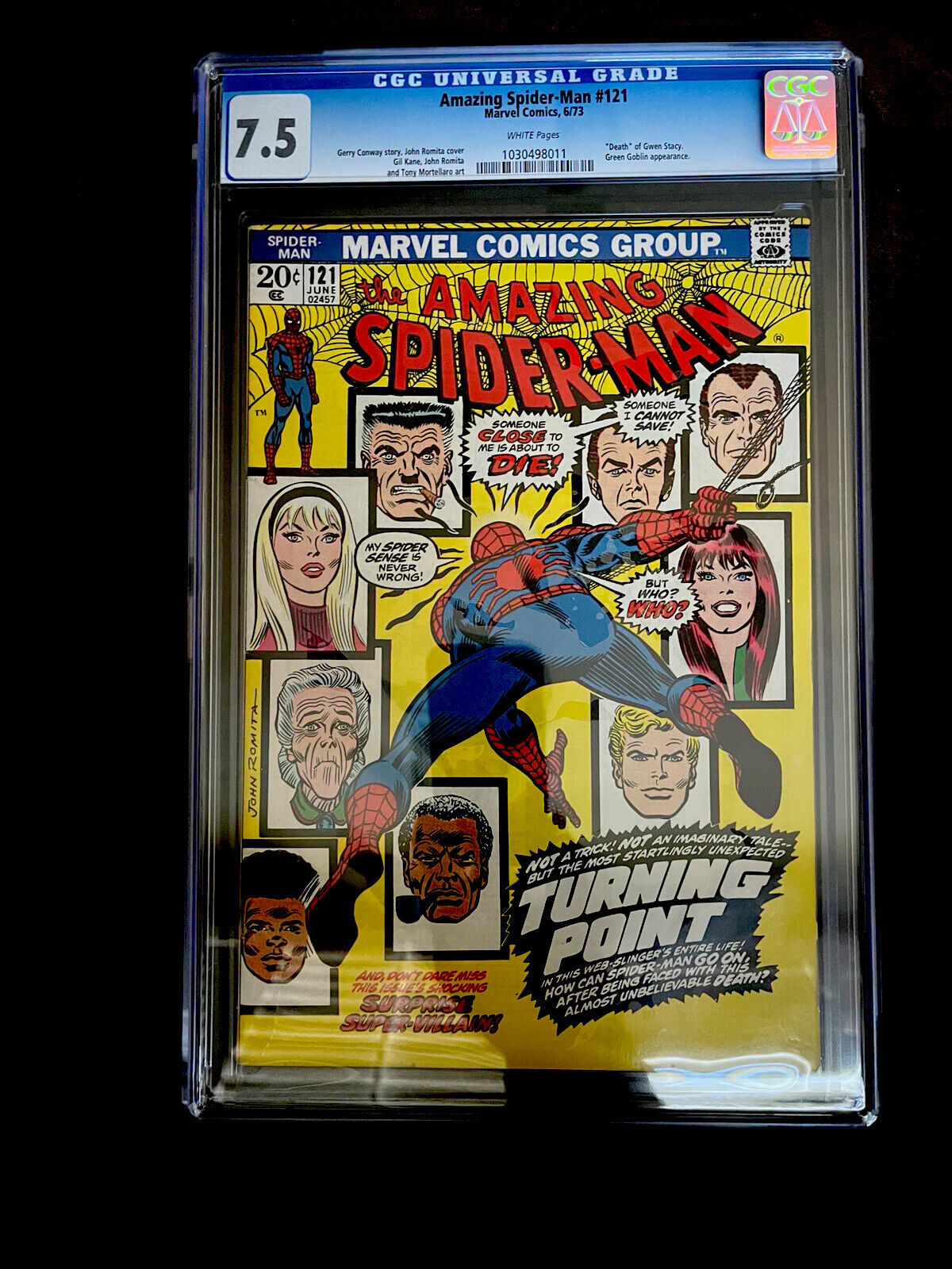 Rare White Pages! Amazing Spider-Man #121 CGC 7.5 - Death of Gwen Stacy