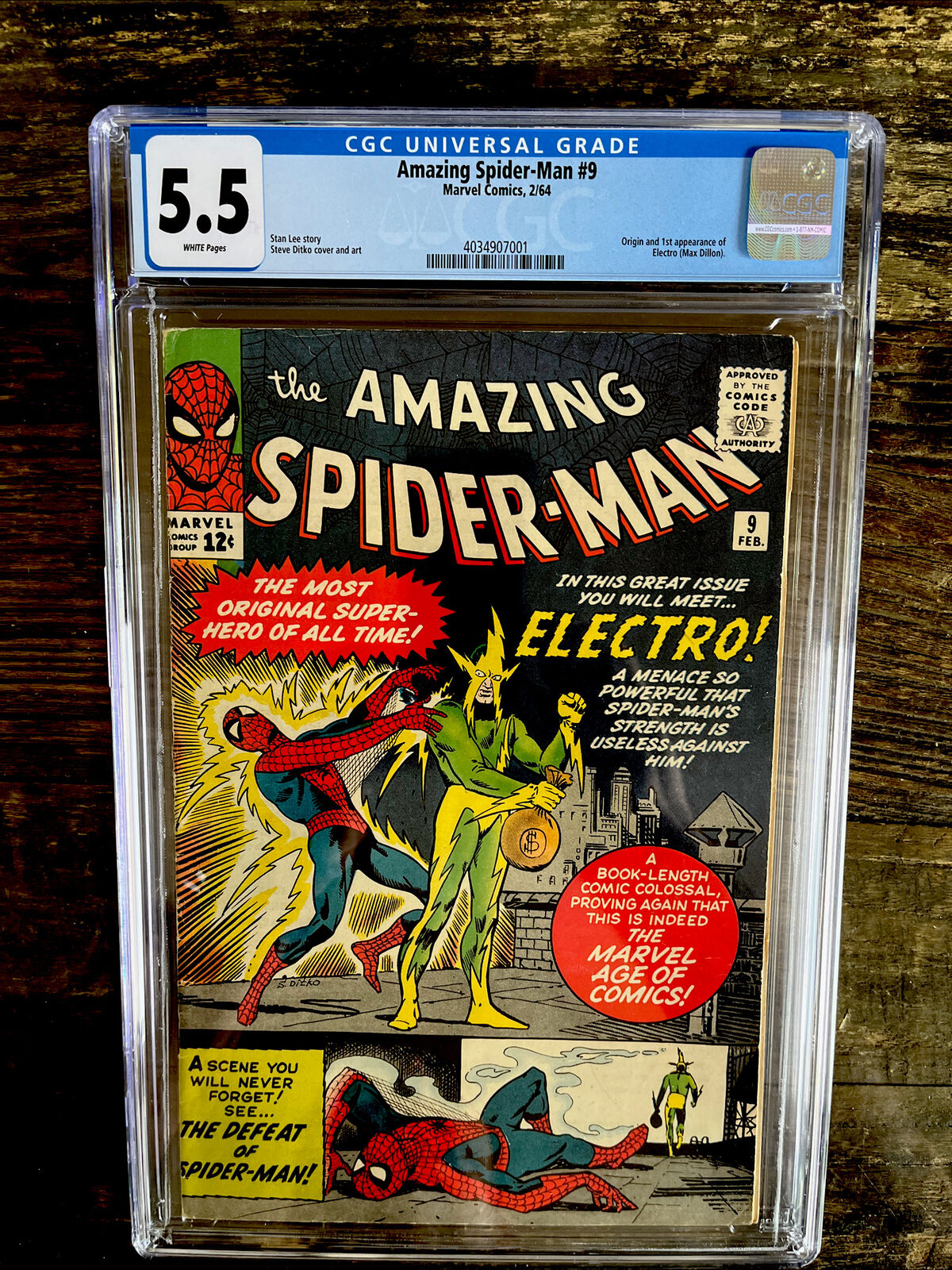 Rare White Pages! Amazing Spider-Man #9 CGC 5.5 - Origin & 1st Electro