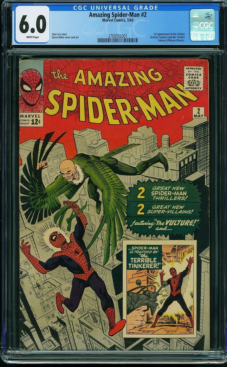 Rare White Pages! Amazing Spider-Man #2 CGC 6.0 - 1st Vulture