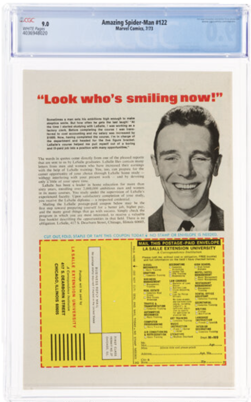 White Pages! Amazing Spider-Man #122 CGC 9.0 Death of the Green Goblin!