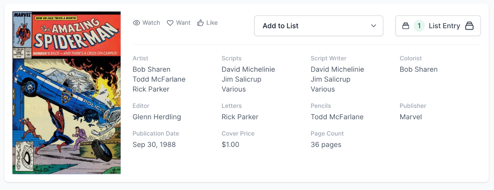 White Pages! Amazing Spider-Man #306 CGC 9.8 - Black Cat, Humbug, Chameleon