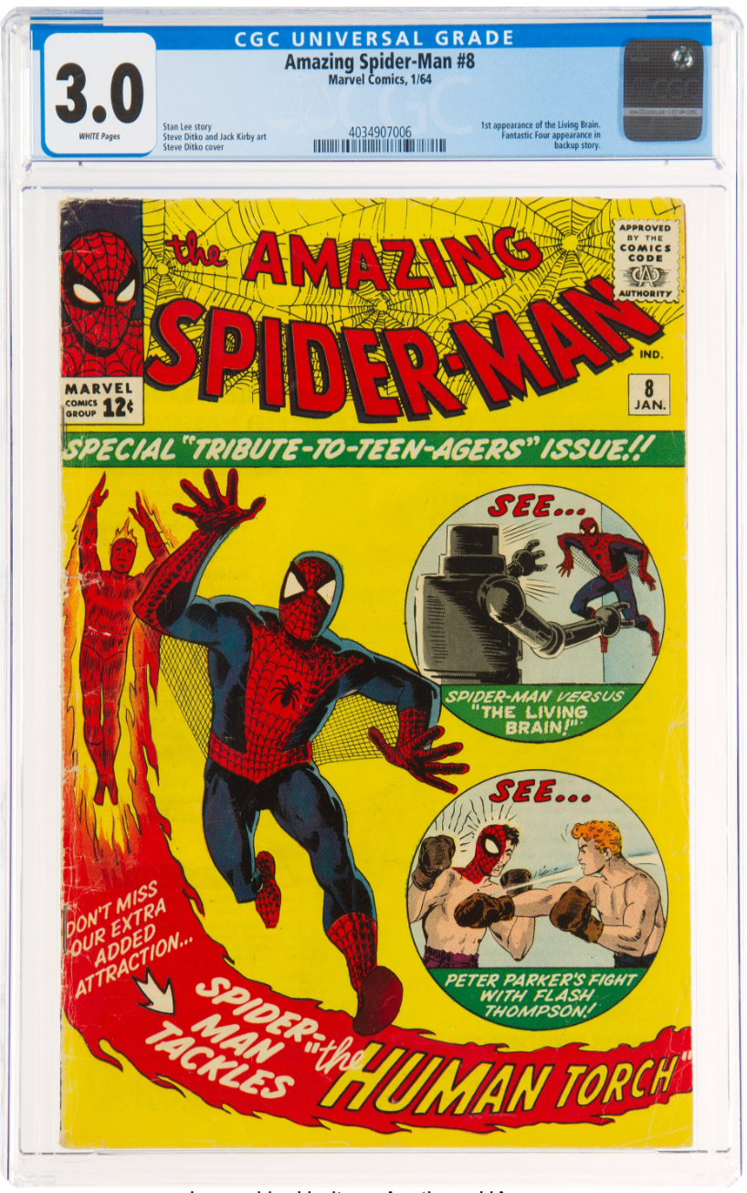 Rare White Pages! Amazing Spider-Man #8 CGC 3.0 - Living Brain, Fantastic Four