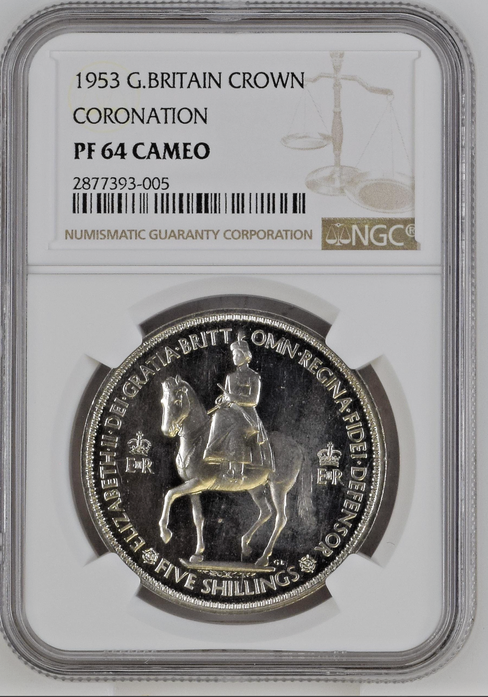 Rare Cameo! 1953 Great Britain Proof Crown NGC PF64 Cameo Coronation