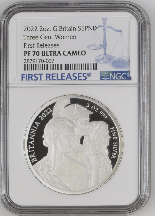 The Britannia Three Woman 2022 2oz Silver Proof Coin NGC PF70 UC First Release