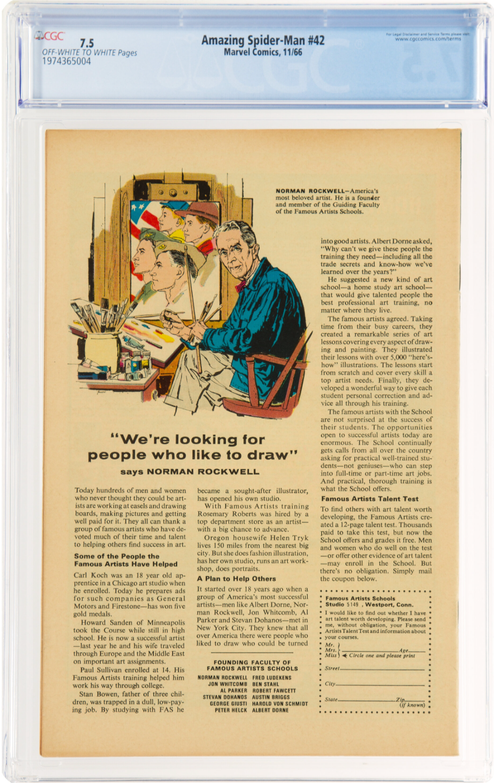 Amazing Spider-Man #42 CGC 7.5 - 1st Appearance Mary Jane face & 2nd Rhino