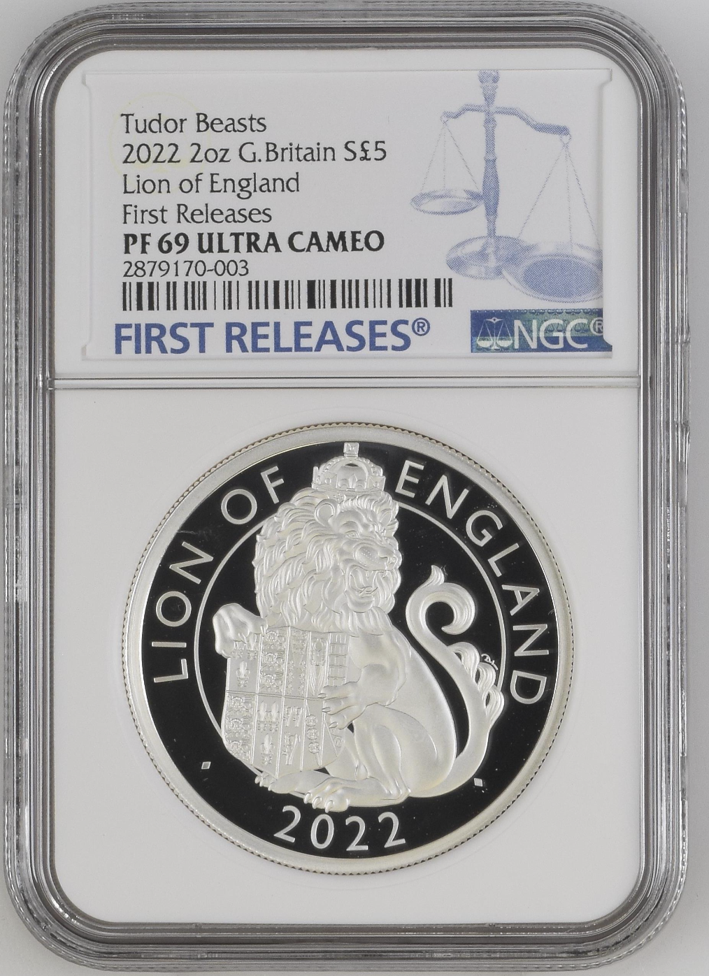 Royal Tudor Beasts Lion of England 2022 2oz Silver Proof NGC PF69 First Release