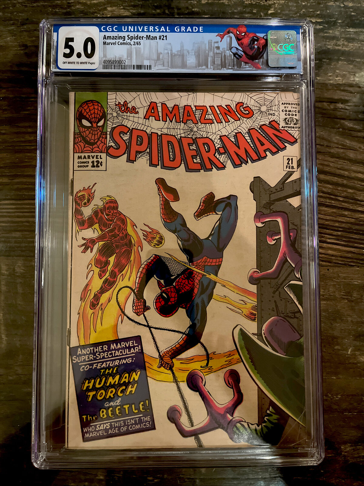 Spider-man Label! Amazing Spider-Man #21 CGC 5.0 - Human Torch & Beetle