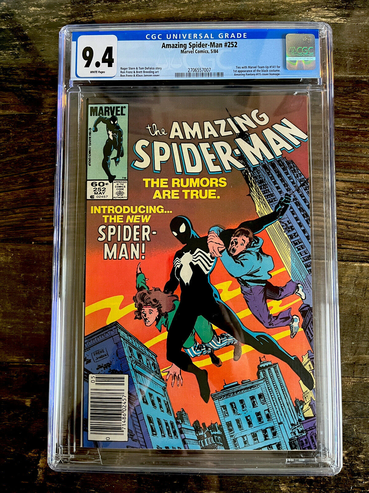 White Pages Newsstand! Amazing Spider-Man #252 CGC 9.4 1st Appear Black Costume