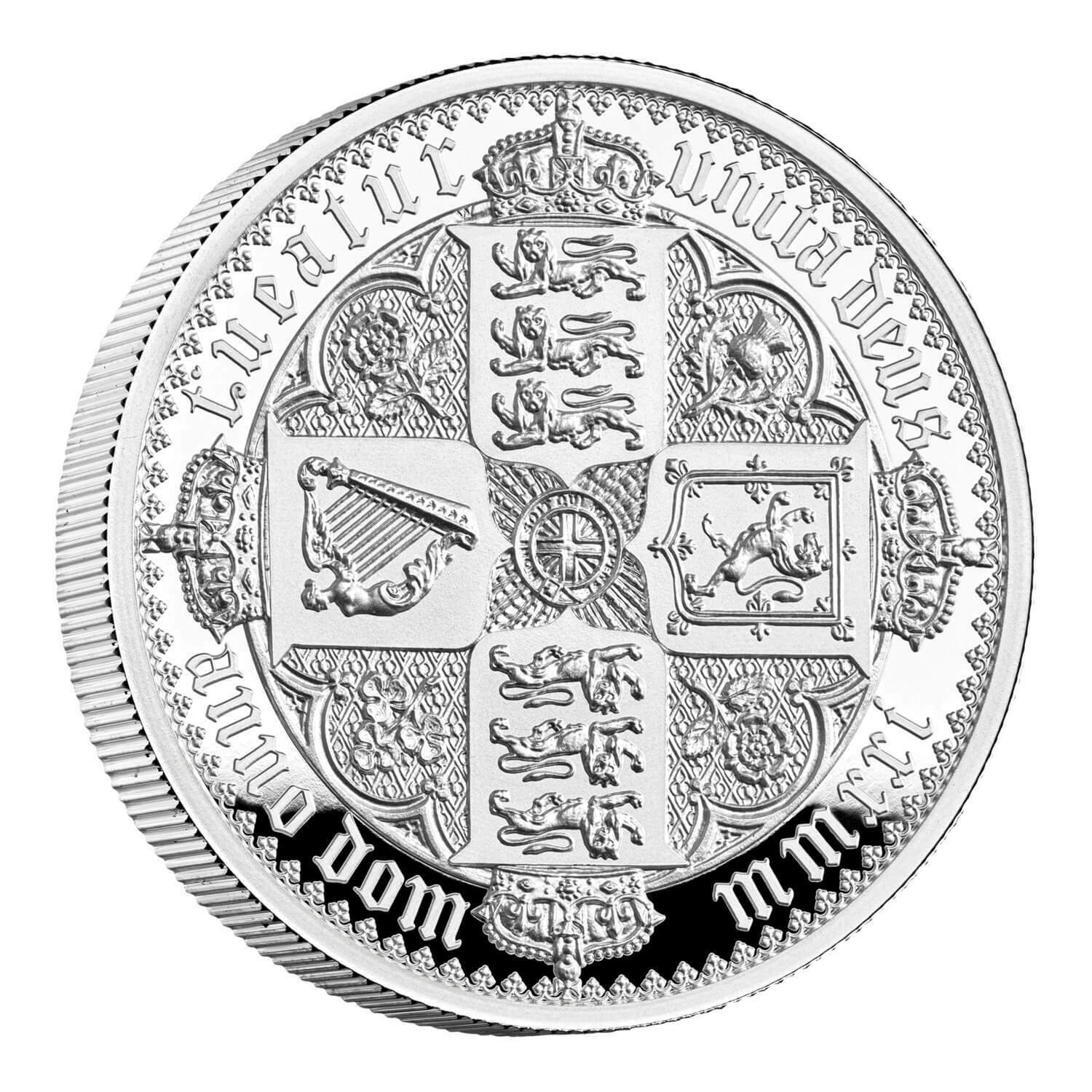 2021 Gothic Crown Quartered Arms UK 2 oz Silver Proof NGC PF70 Ultra Cameo First