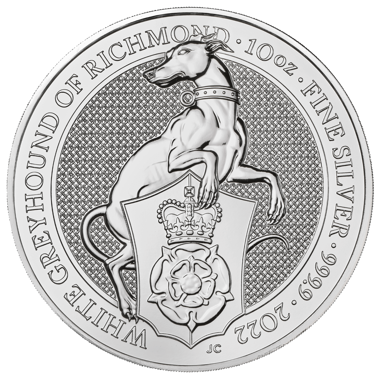 2022 GB 10 oz Silver Queen's Beasts White Greyhound - In Capsule