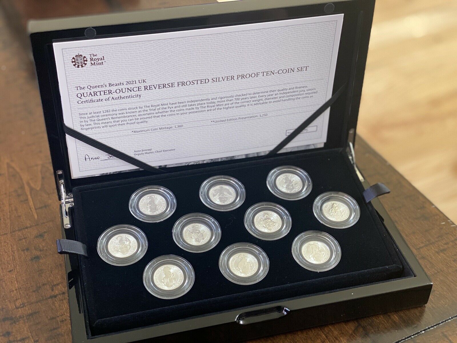 In Stock - Queen’s Beast 2021 UK Quarter-Ounce Silver Proof 10 (Ten) Coin Set