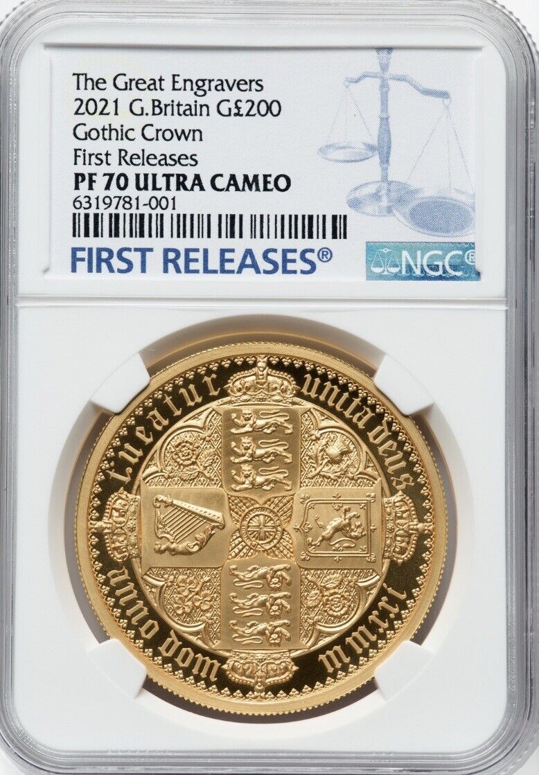 2021 Great Britain 2 oz Gold The Gothic Crown NGC PF70 First Release