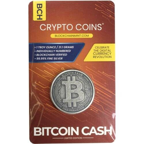 VERY RARE! 1 oz Silver Antique Crypto Bitcoin Cash Blockchainmint w/ Cert