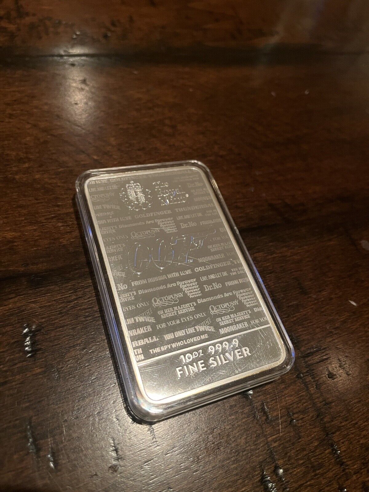 10 oz Silver Bar James Bond 007 No Time to Die 2020 Great Britain in Capsule