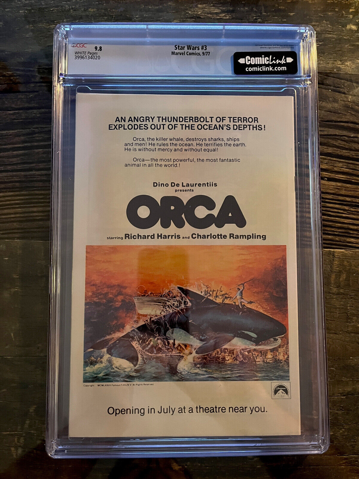 Star Wars #3 CGC 9.8 White Pages - Part 3 of Star Wars Original Story