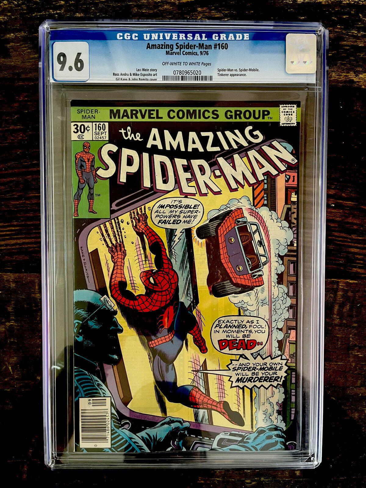 Off White Pages! Amazing Spider-Man #160 CGC 9.6 - Spider-Mobile & Tinkerer