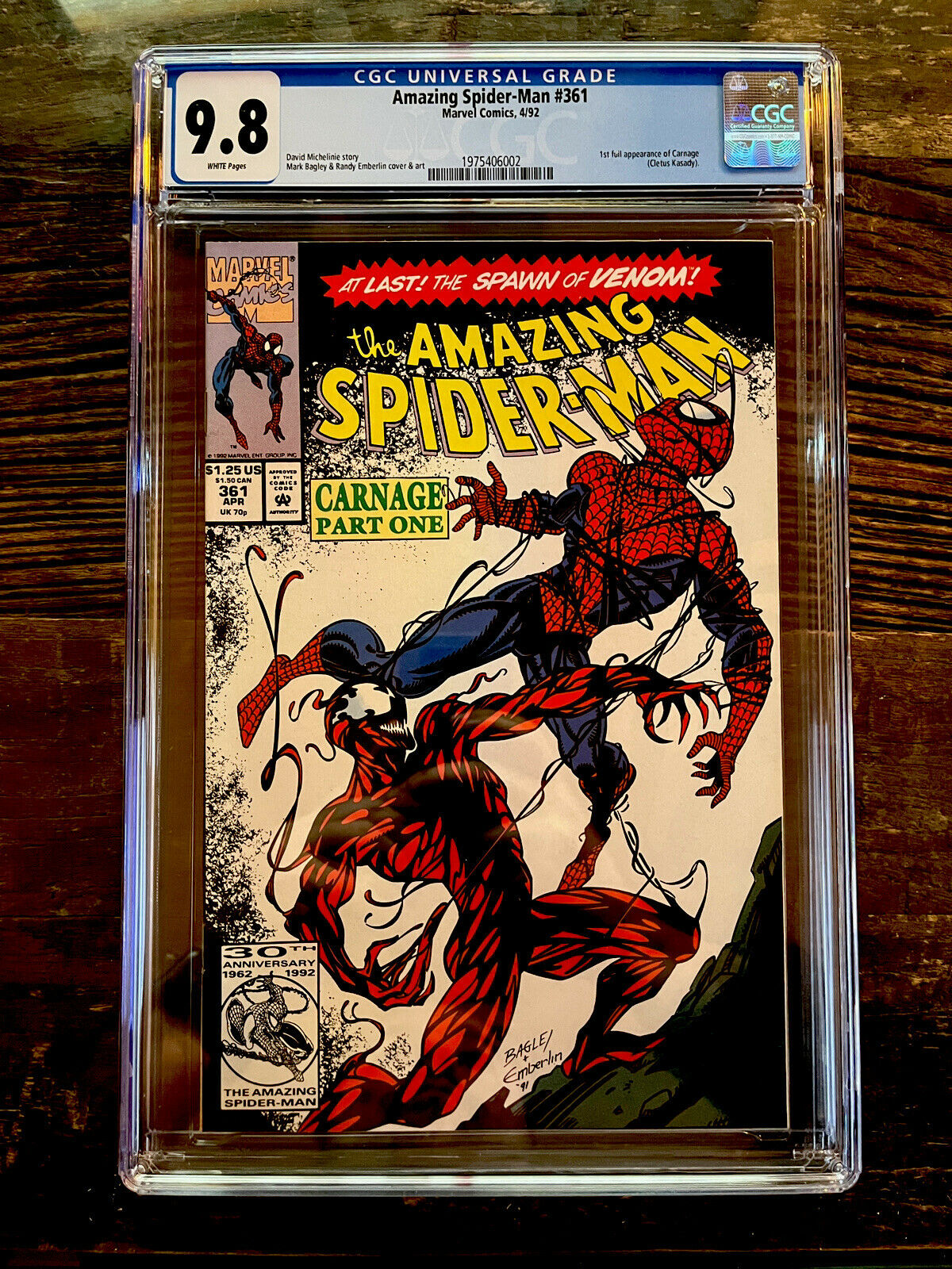 White Pages! Amazing Spider-Man #361 CGC 9.8 - 1st Full Appearance of Carnage