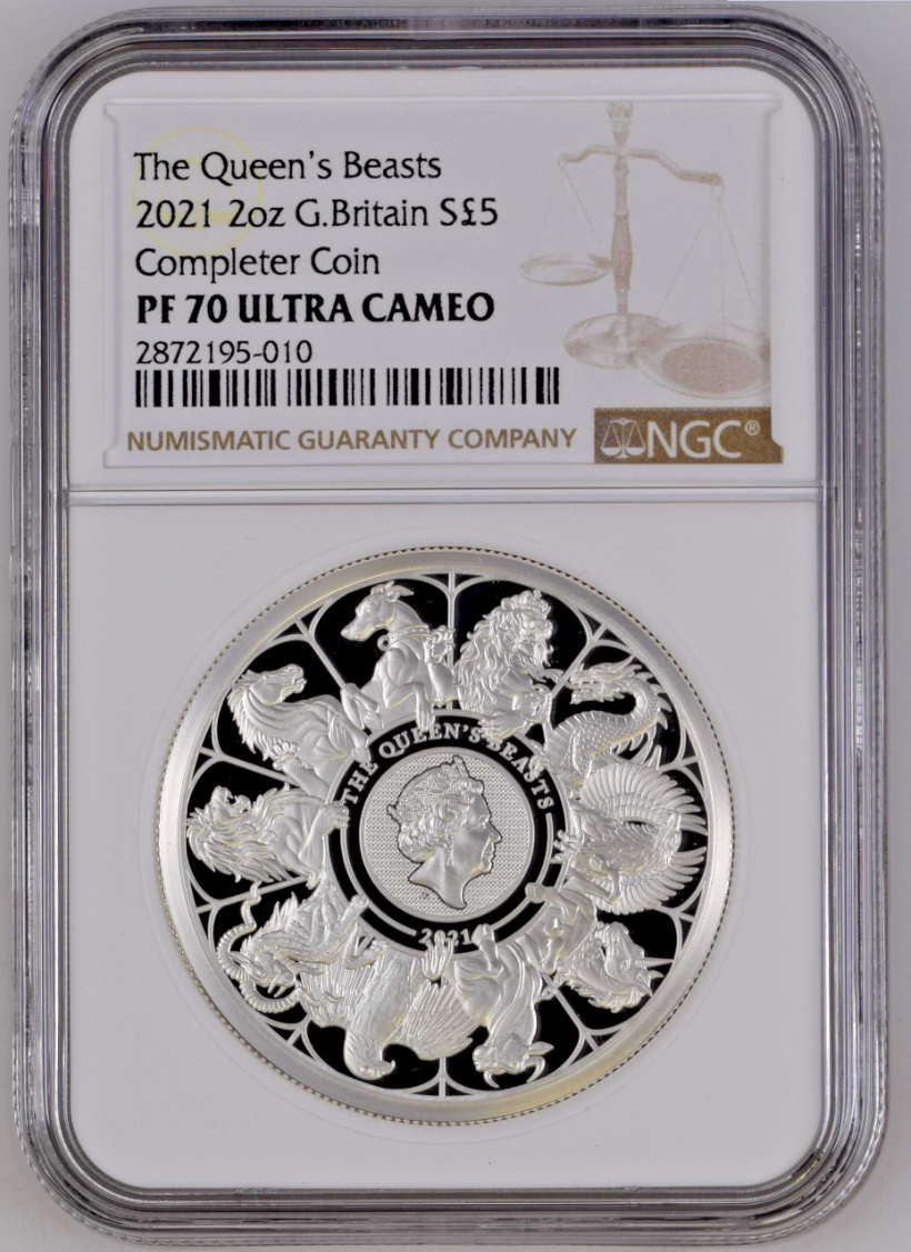 Queen's Beasts 2021 UK 2 oz Silver Proof Coin NGC PF70 UC (w/ Box & COA)
