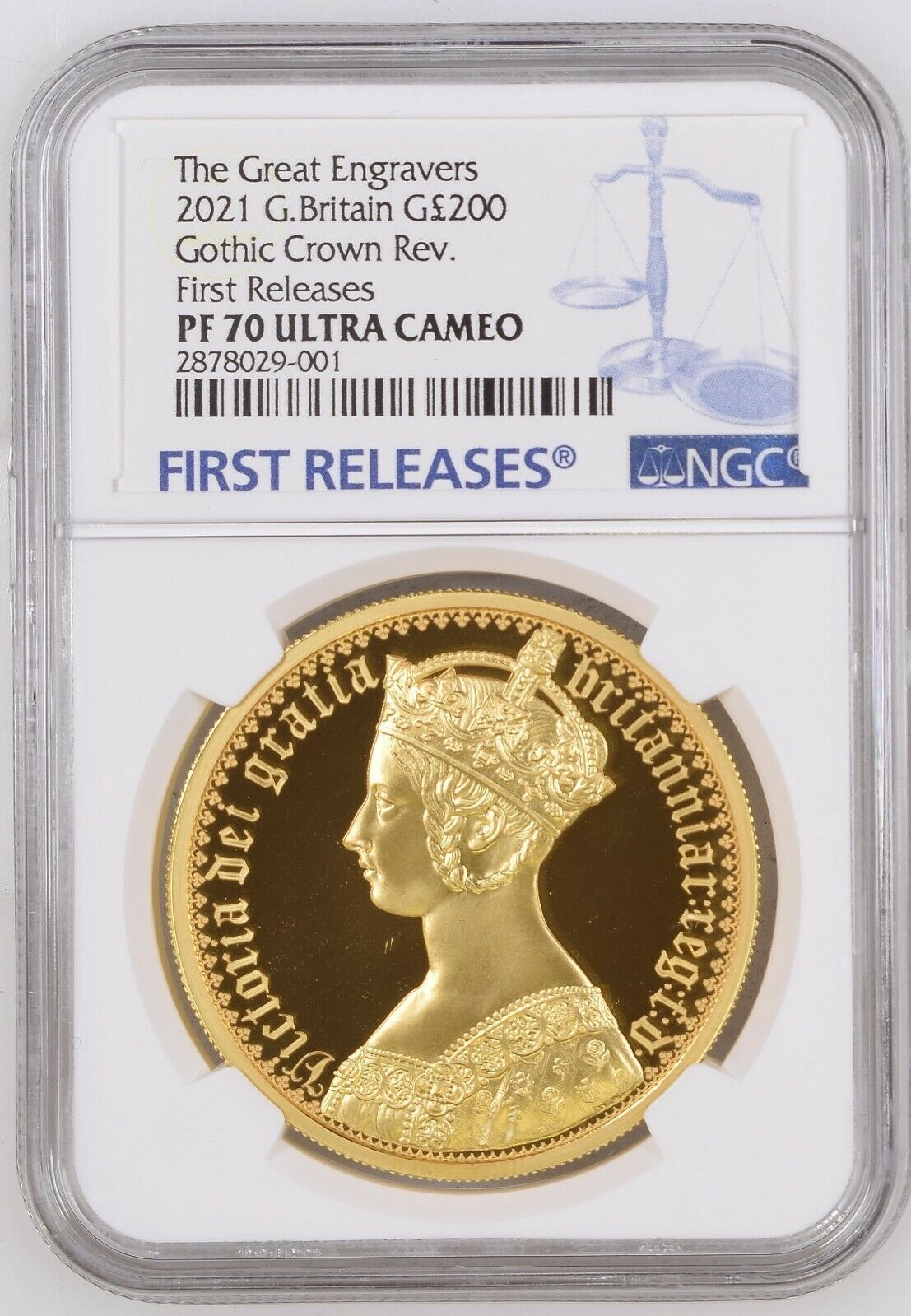 2021 Great Britain 2 oz Gold The Gothic Crown (Portrait) NGC PF70 First Release