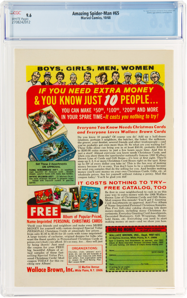 High Grade Rare White Pages! Amazing Spider-Man #65 CGC 9.6 - Foggy Nelsen