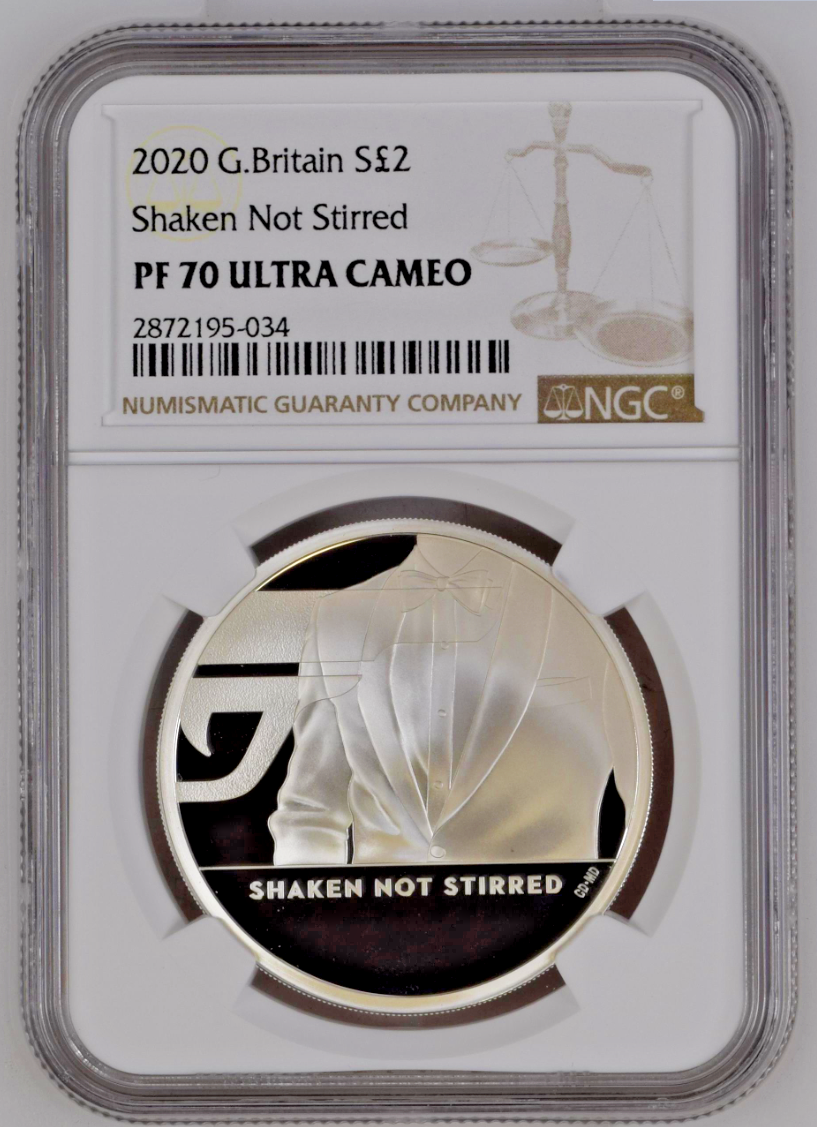 2020 G.Britain Shaken Not Stirred James Bond 1 oz Silver Proof NGC PF70 UC