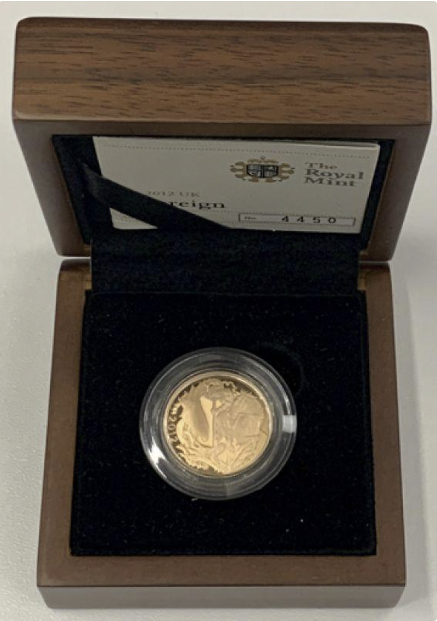 2012 Gold Sovereign Diamond Jubilee Proof Box & COA