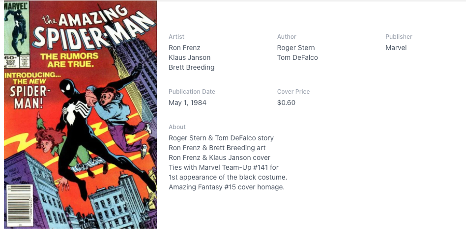 White Pages Newsstand! Amazing Spider-Man #252 CGC 9.2 Black Costume Label