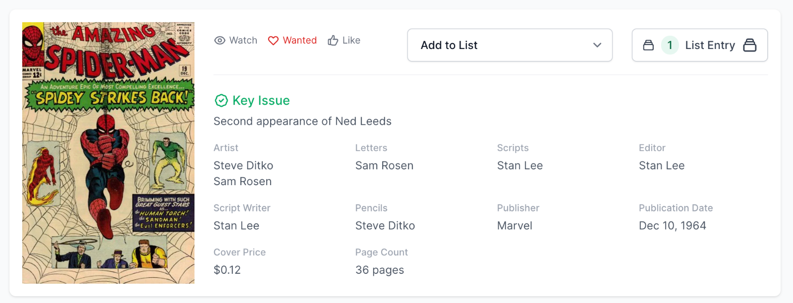 Rare White Pages Amazing Spider-Man #19 CGC 7.0 Human Torch, Sandman, Enforcers