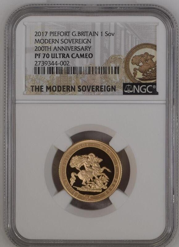 2017 Gold Sovereign 200th Anniversary Proof Piedfort NGC PF 70 ULTRA CAMEO