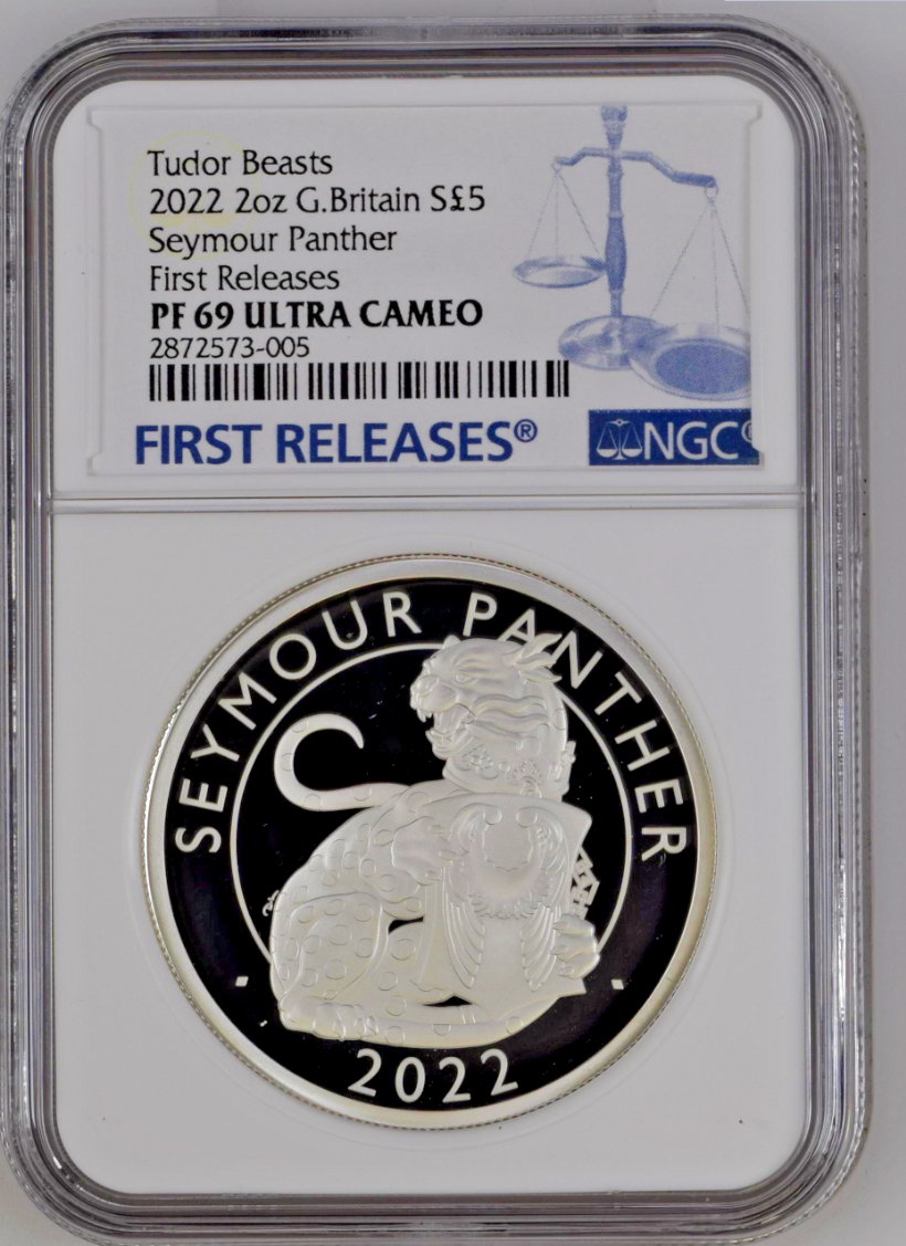 2022 GB Royal Tudor Beasts Panther 2 oz Silver Proof NGC PF69 UC First Release
