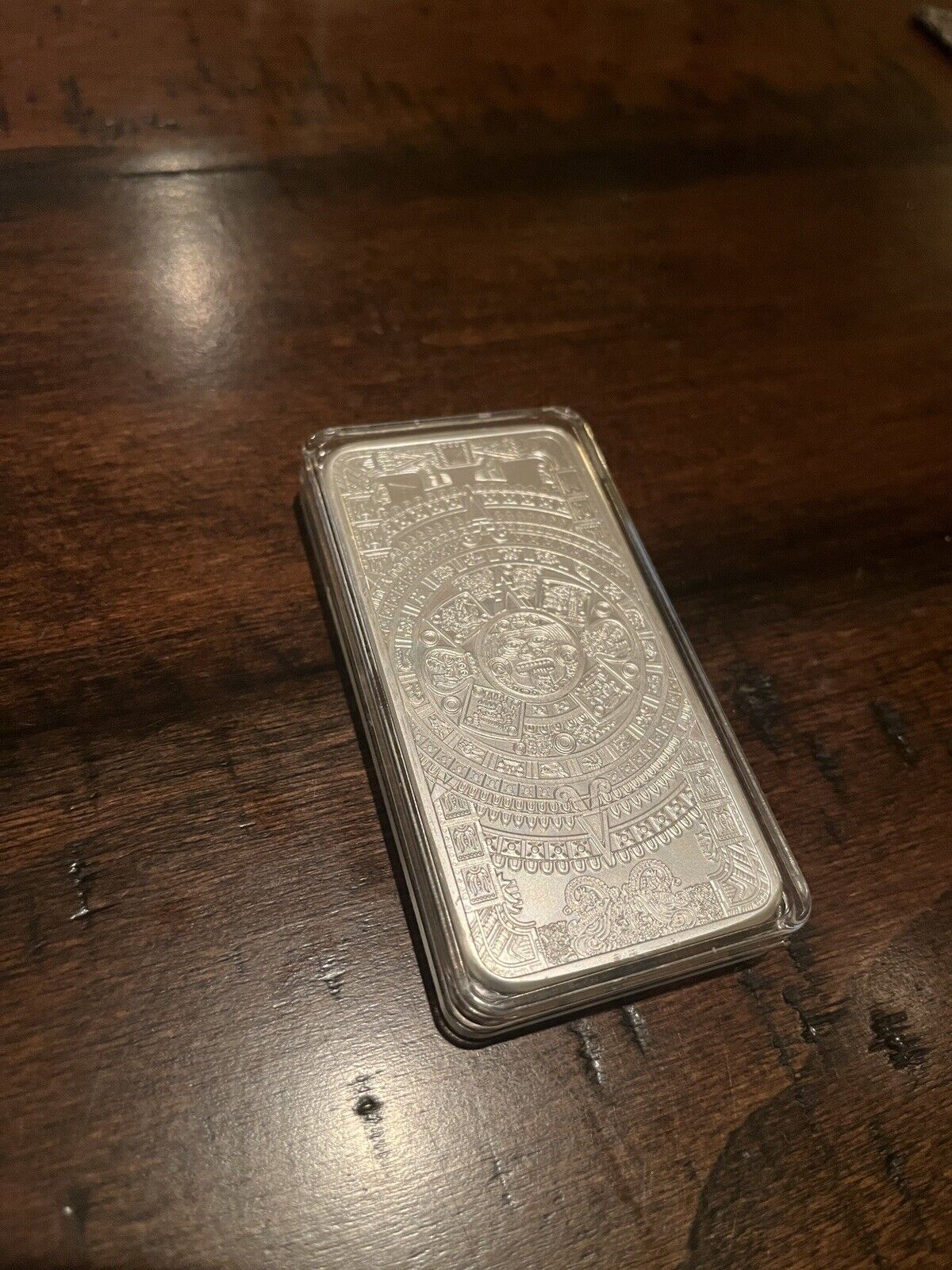 Golden State Mint Aztec Calendar 10 oz Silver Bar BU in Plastic Capsule